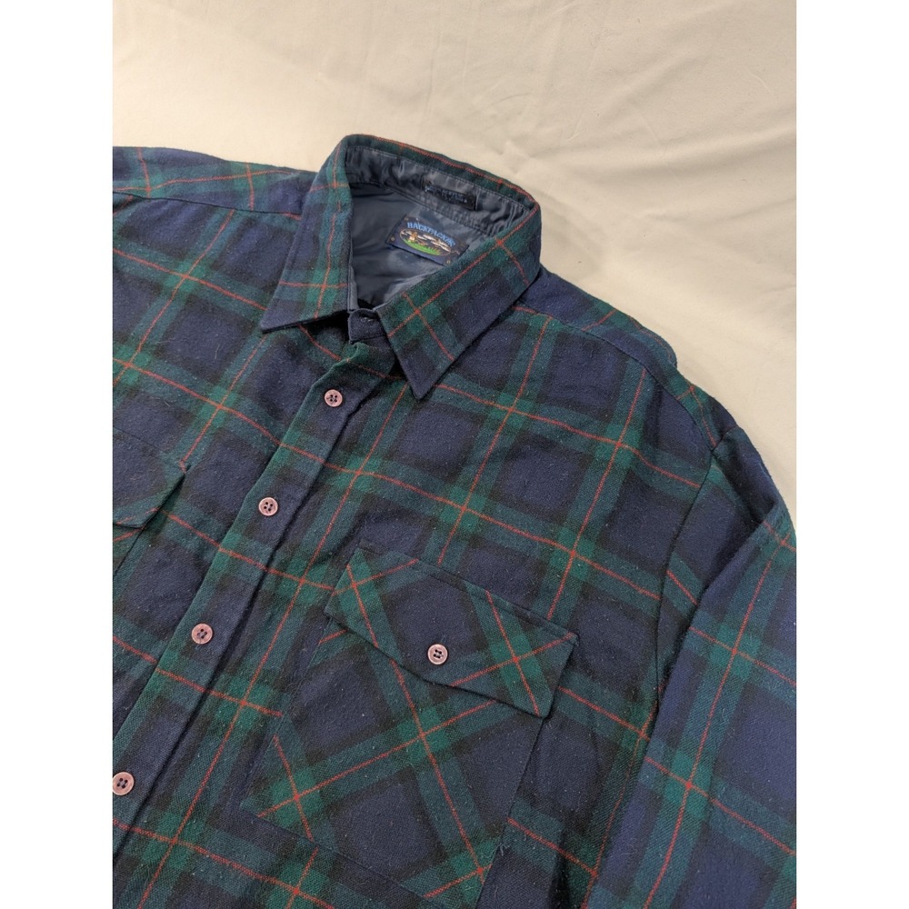 Vintage Backpacker‎ Flannel Acrylic XL Blue Lumberjack Outdoors Retro Plaid